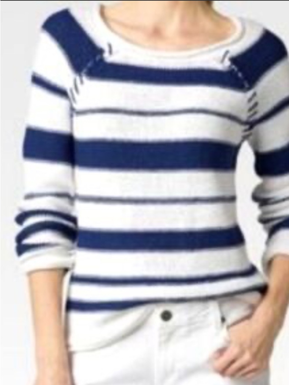 PAIGE Navy and White Striped Crewneck Sweater size XS
